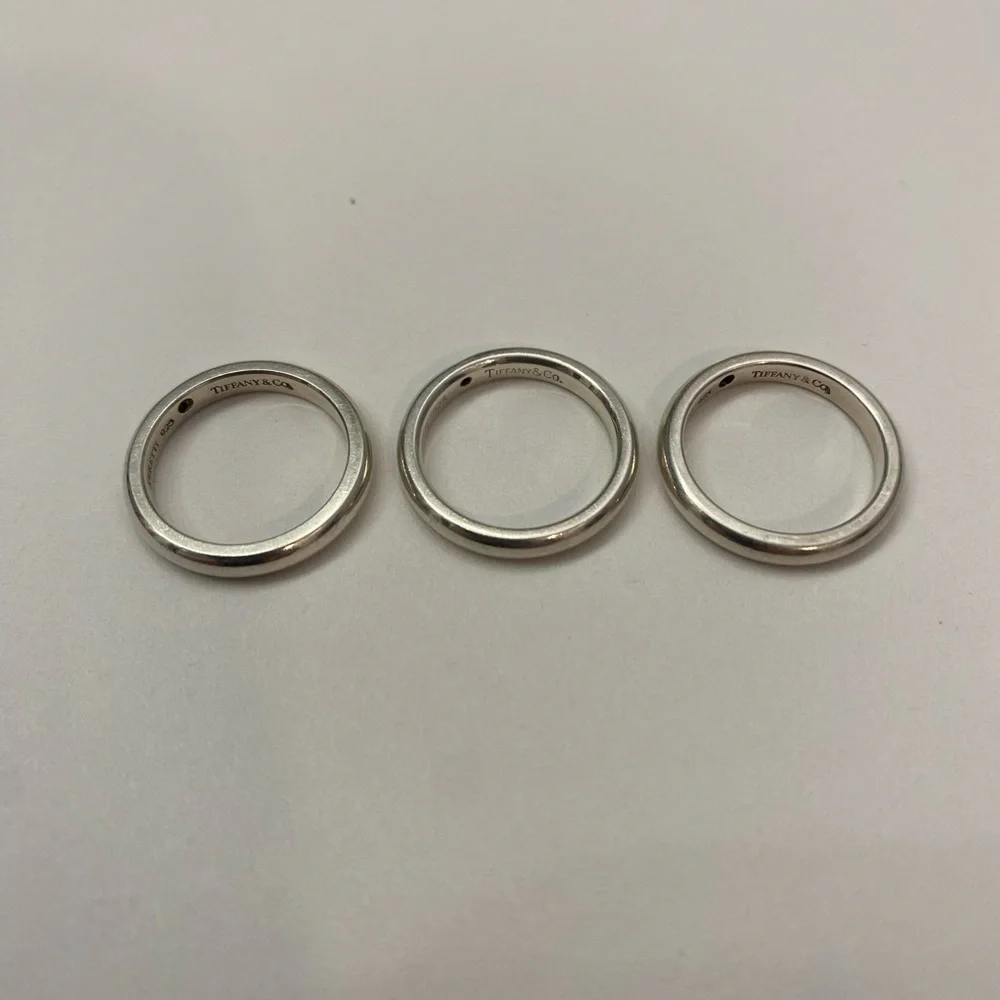 3 Tiffany & Co. Sterling Silver 925 Stacking Rings Sapphire & Diamond size 3 3/4 - Picture 3 of 6